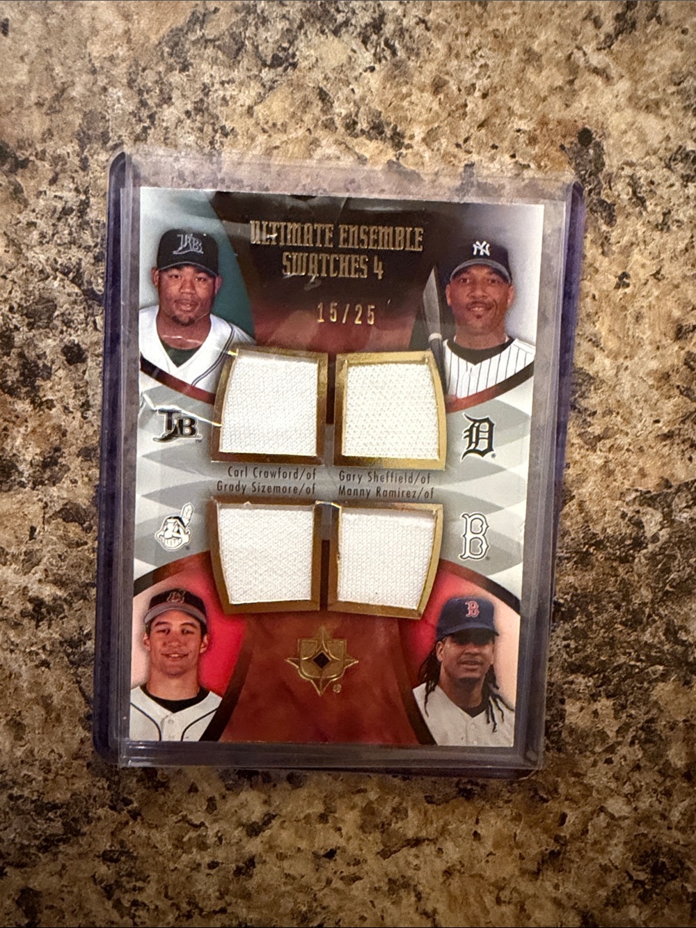 NUMBERED Ultimate Ensemble Swatches 4 Baseball Card - White Patches